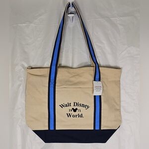 NWT Retro Walt Disney World 1971 Canvas Blue, Black And Cream Tote Bag